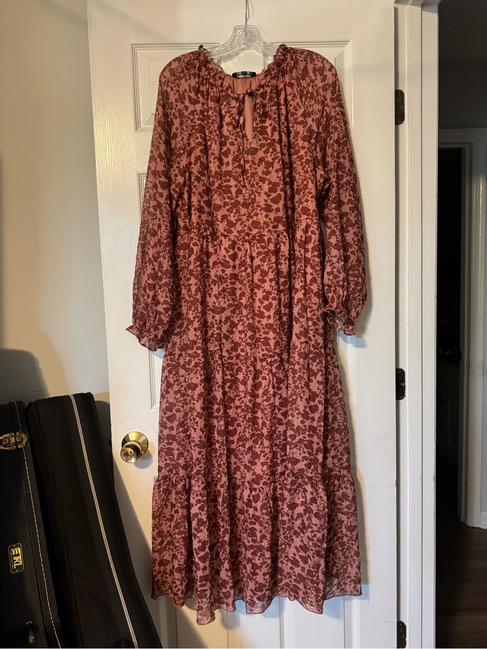 Women's Floral Tiered Maxi Dress in Dusty Rose - Picture 2 of 10